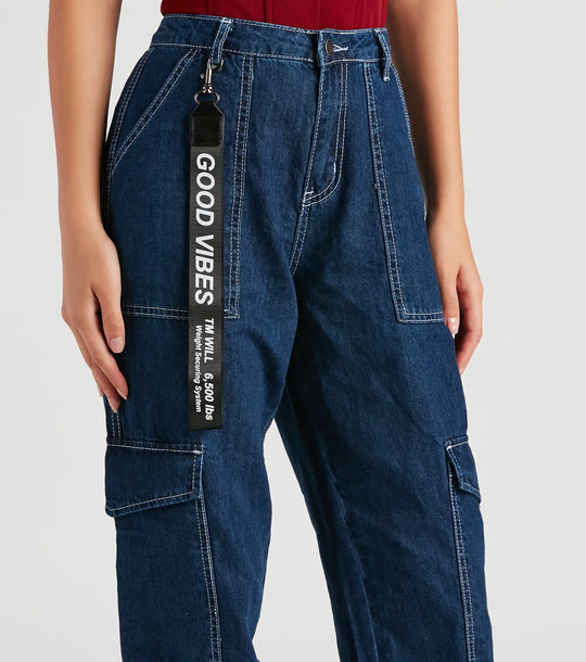 Functionele Stijl Denim Cargo Joggers
