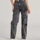 Coole Hoge Taille Cargo Denim Jeans