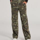Mooi en Moeiteloos Mid Rise Camo Cargo Denim Broek