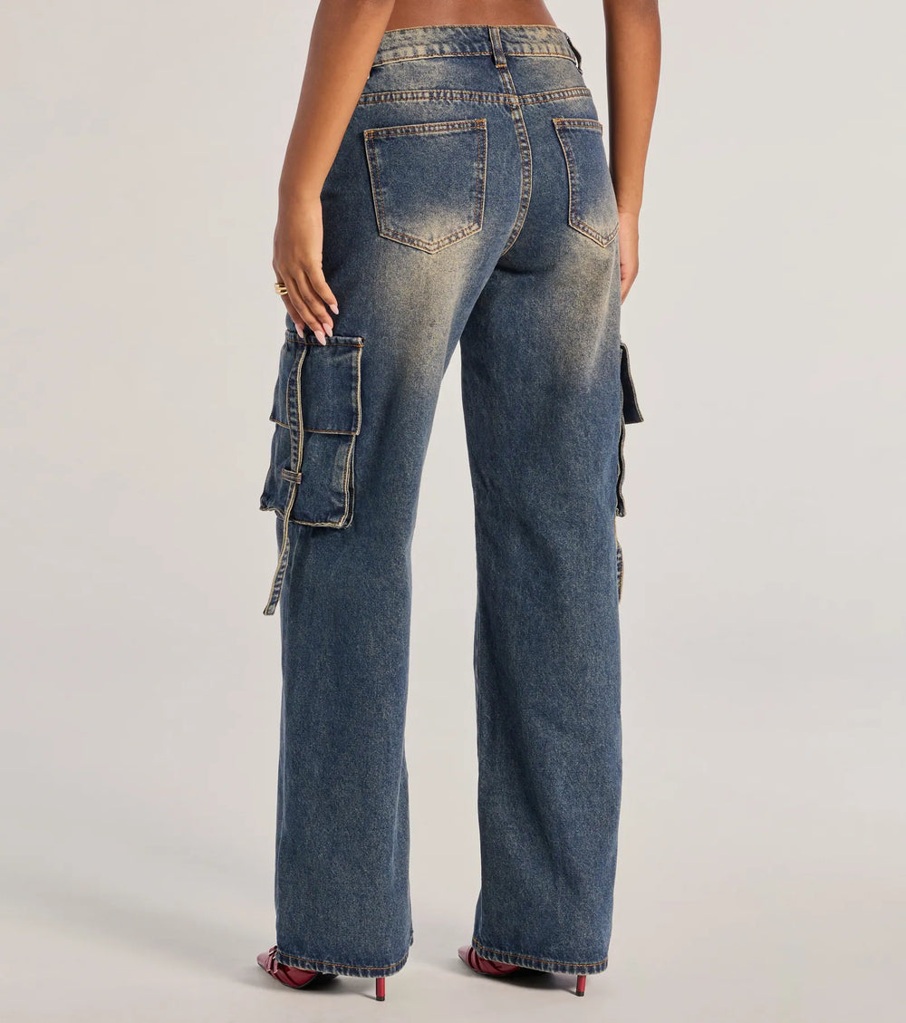 Trendsetter Hoge Taille Wijde Spijkerbroek Cargo