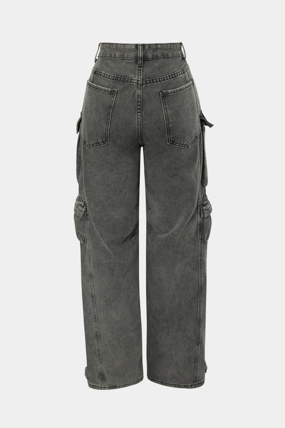 Multi Pocket Rolrand Wijde Pijpen Cargo Jeans