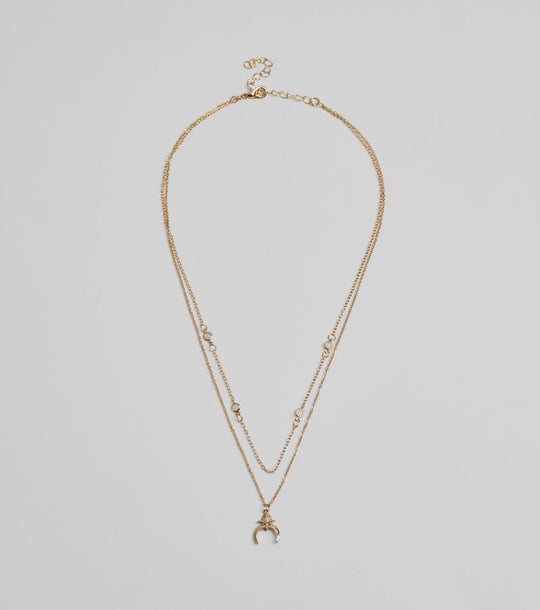 Nieuwe Maan Ster Charm Gelaagde Ketting