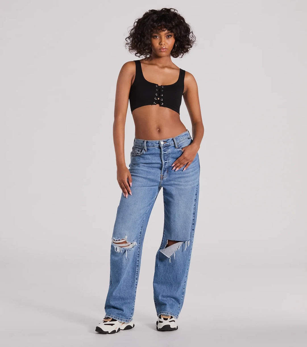 Casual Met Een Twist Mouwloze Lace-Up Crop Top