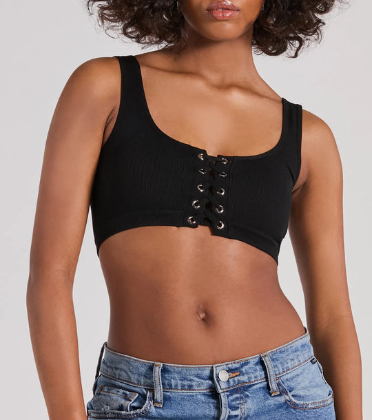 Casual Met Een Twist Mouwloze Lace-Up Crop Top