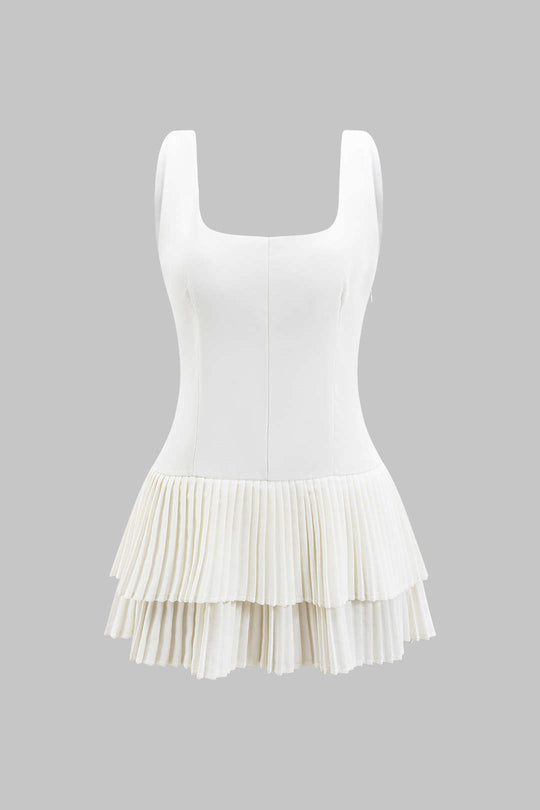 Effen Geplooide Rugloze Mini Jurk