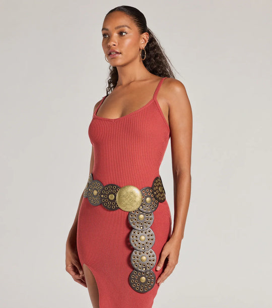 Zuidelijke Muse Chunky Medaillon Concho Riem
