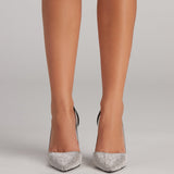 Stad Glam Rhinestone PVC Stiletto Pumps