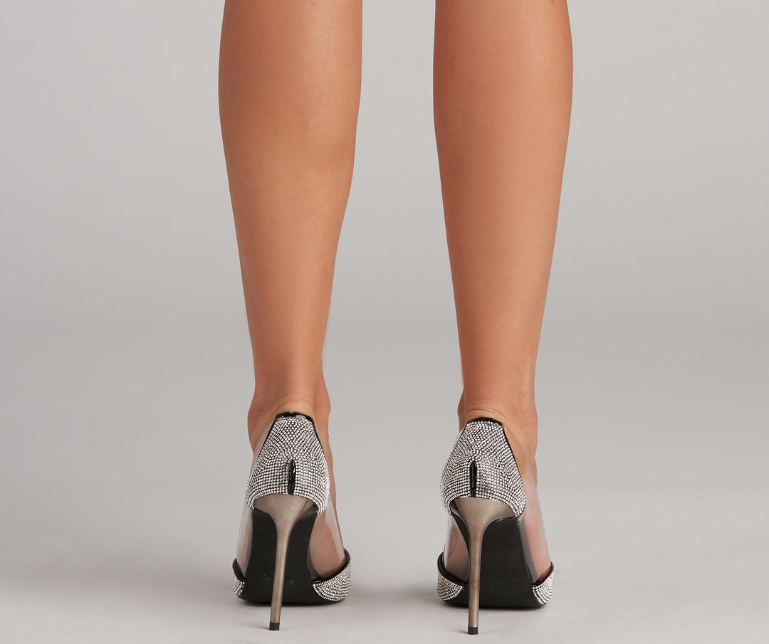 Stad Glam Rhinestone PVC Stiletto Pumps