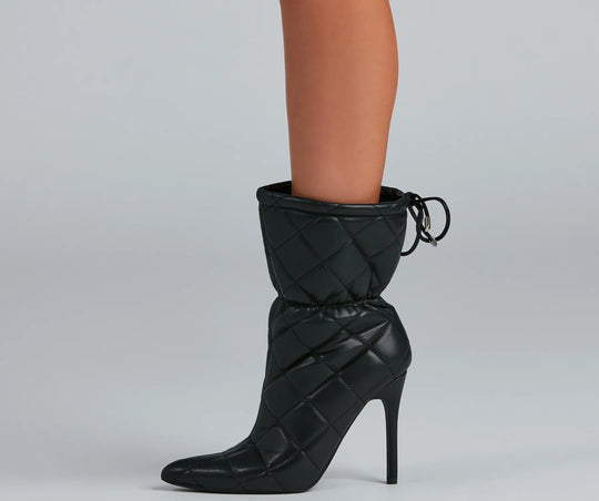 Gequiltte Schoonheid Scrunch Stiletto Booties