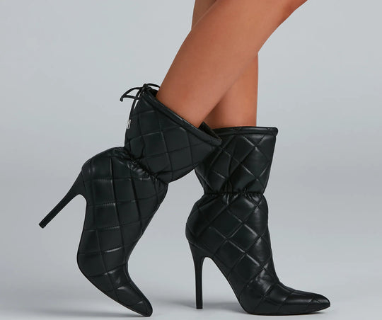 Gequiltte Schoonheid Scrunch Stiletto Booties
