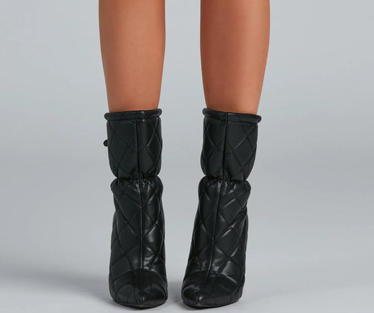 Gequiltte Schoonheid Scrunch Stiletto Booties