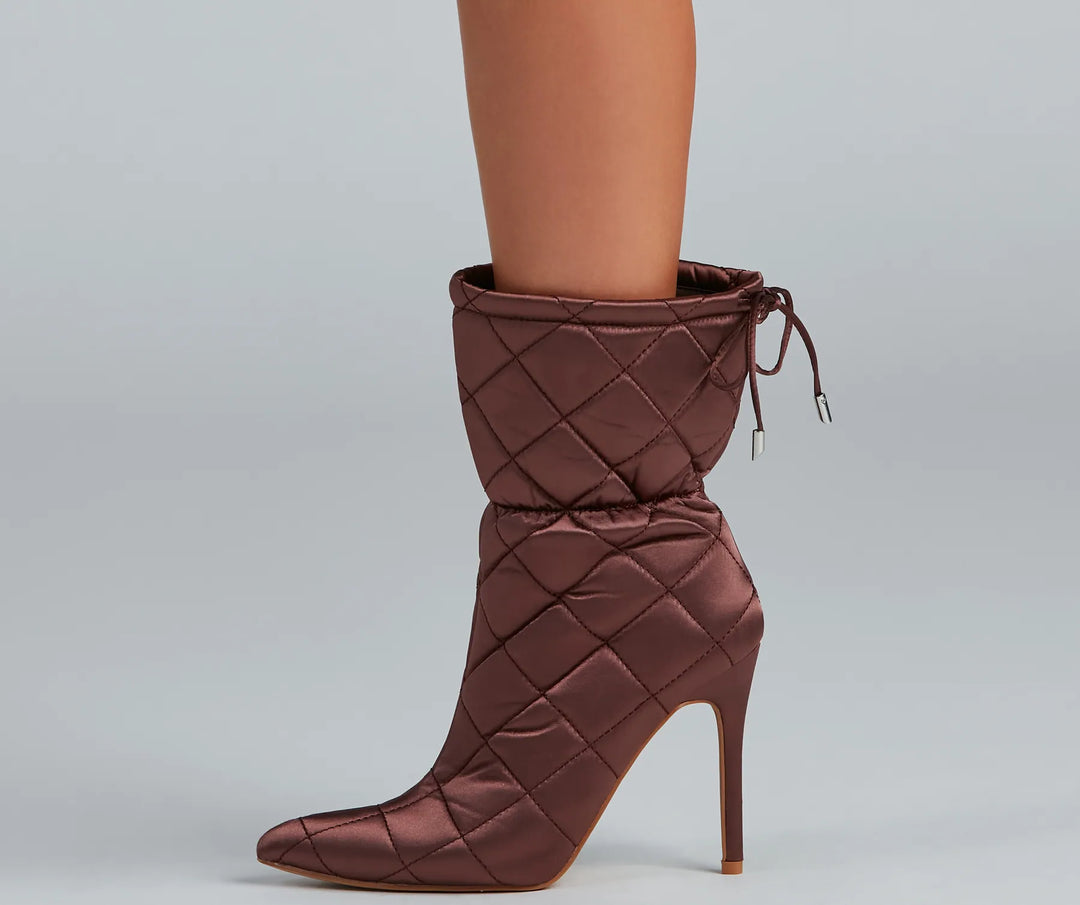 Gequiltte Schoonheid Scrunch Stiletto Booties