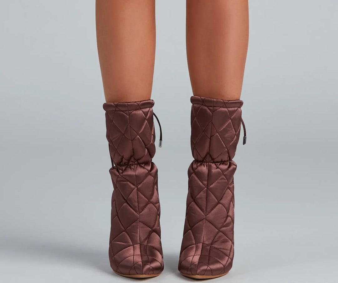 Gequiltte Schoonheid Scrunch Stiletto Booties