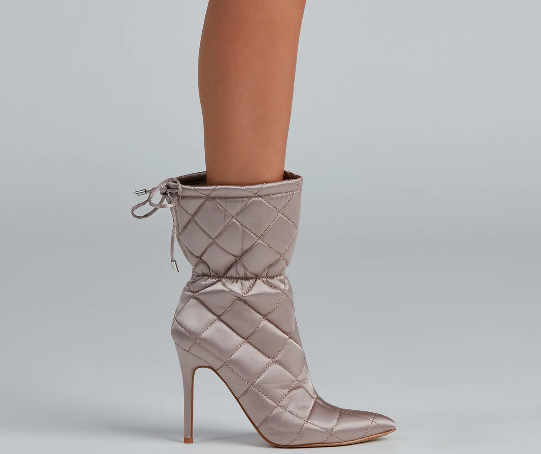 Gequiltte Schoonheid Scrunch Stiletto Booties