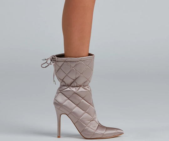 Gequiltte Schoonheid Scrunch Stiletto Booties
