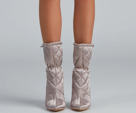 Gequiltte Schoonheid Scrunch Stiletto Booties