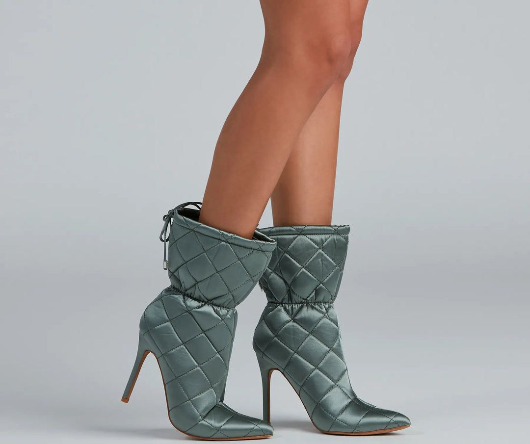 Gequiltte Schoonheid Scrunch Stiletto Booties