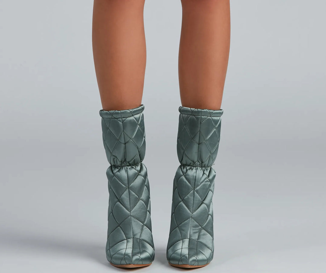 Gequiltte Schoonheid Scrunch Stiletto Booties