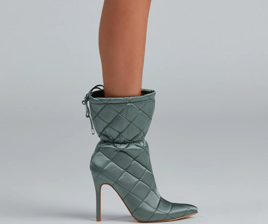 Gequiltte Schoonheid Scrunch Stiletto Booties