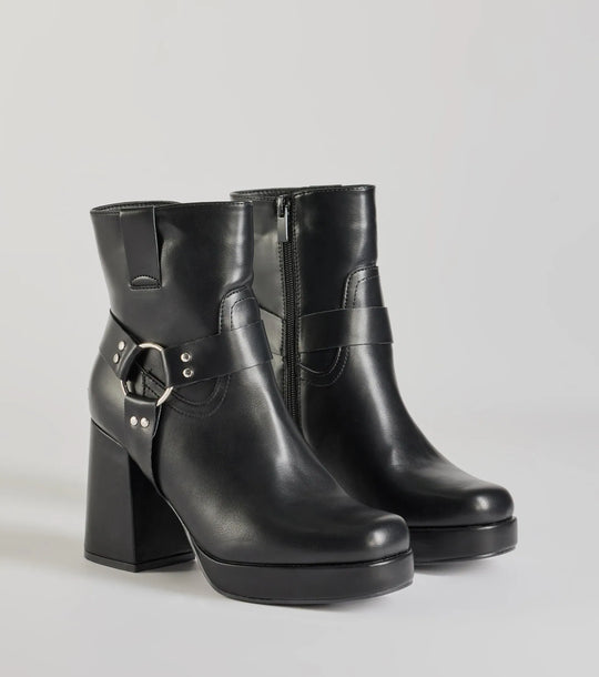 Moeiteloze Edge Moto Faux Leren Enkellaarsjes