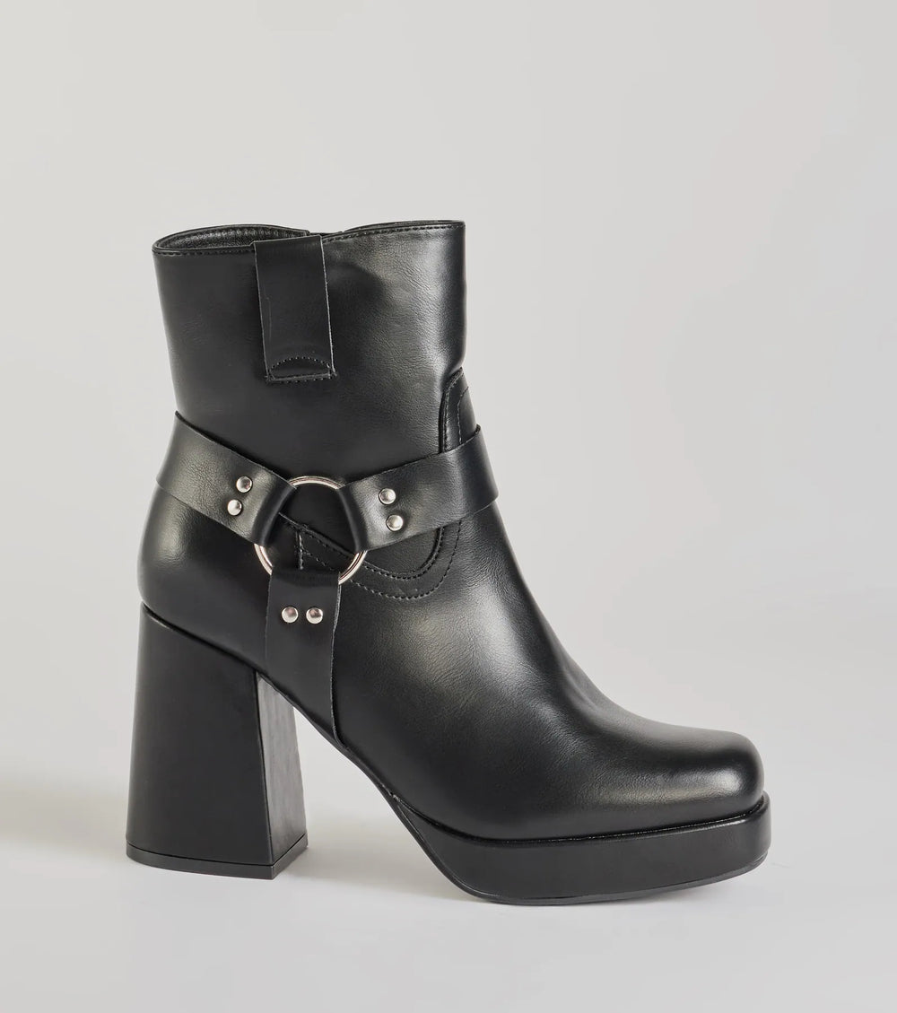 Moeiteloze Edge Moto Faux Leren Enkellaarsjes