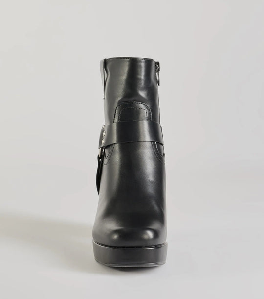 Moeiteloze Edge Moto Faux Leren Enkellaarsjes
