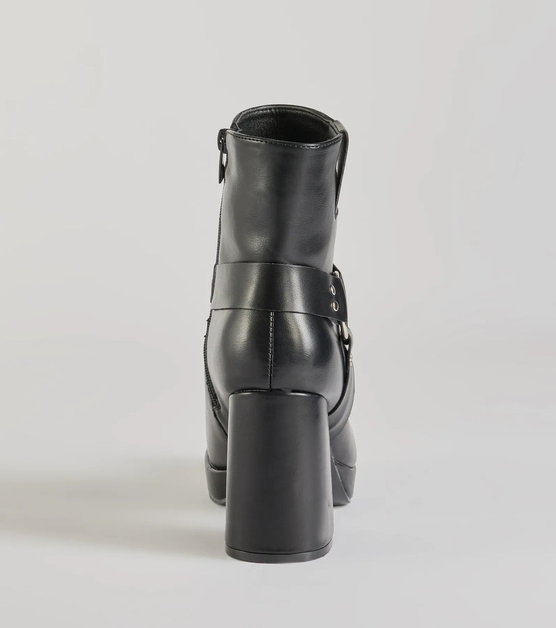 Moeiteloze Edge Moto Faux Leren Enkellaarsjes