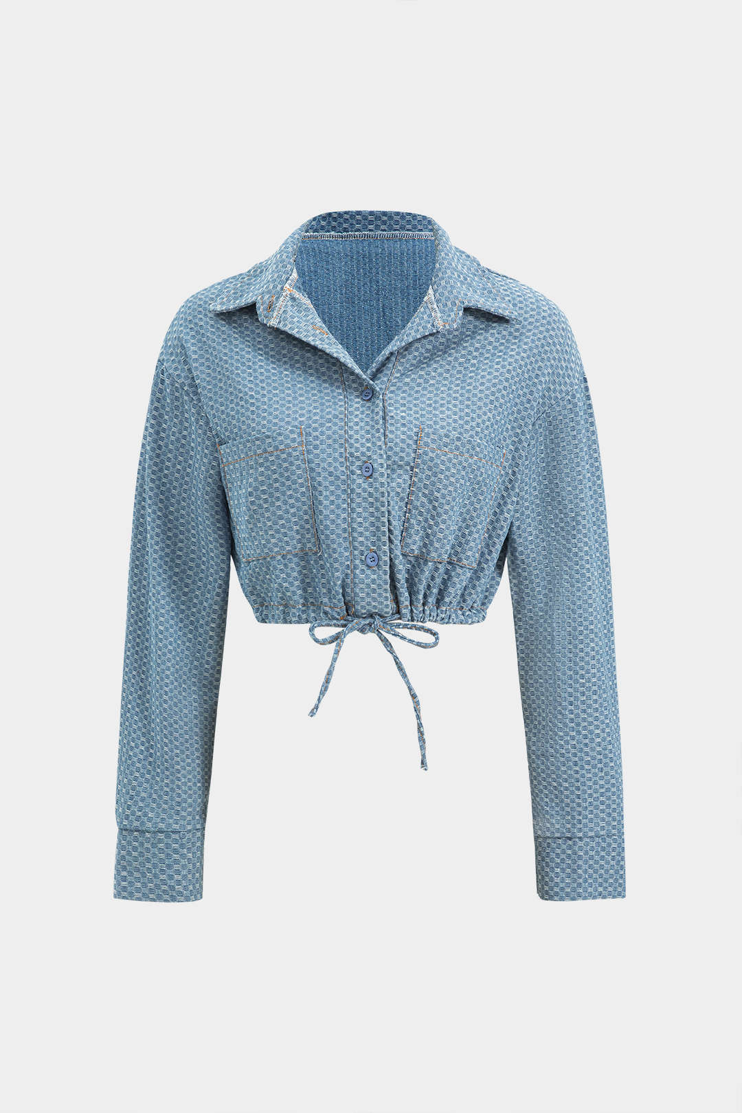 Denim Lange Mouwen Trekkoord Top En Jeans Set