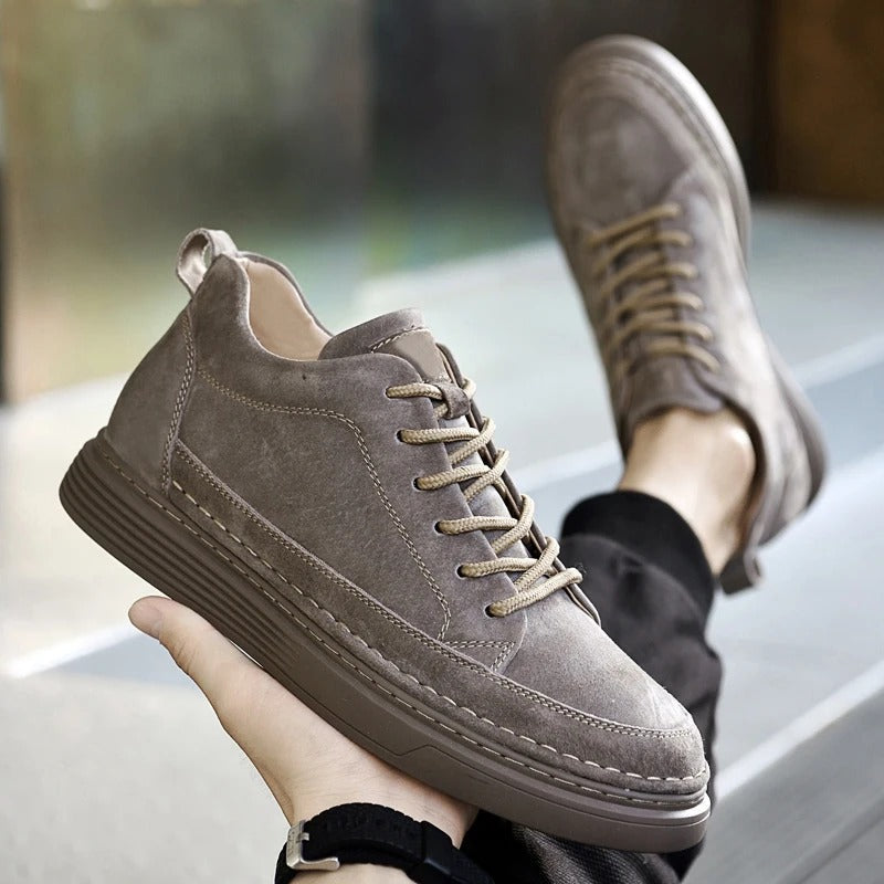 Heren Casual Veterschoenen met Contrast Zool en Verhoogde Stiksels