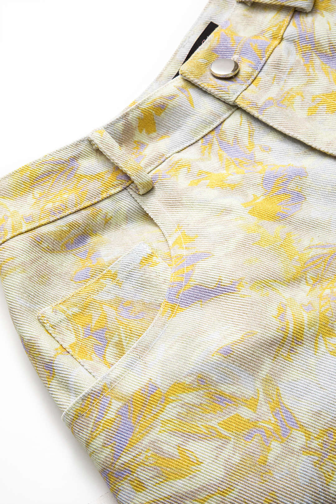 Abstracte Print Denim Knop Pocket Wijde Pantalon