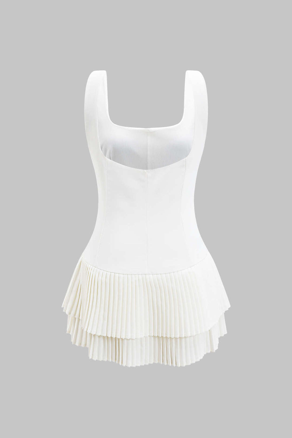 Effen Geplooide Rugloze Mini Jurk