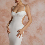 Uitsnede Rugloze Bustier Slip Maxi Jurk