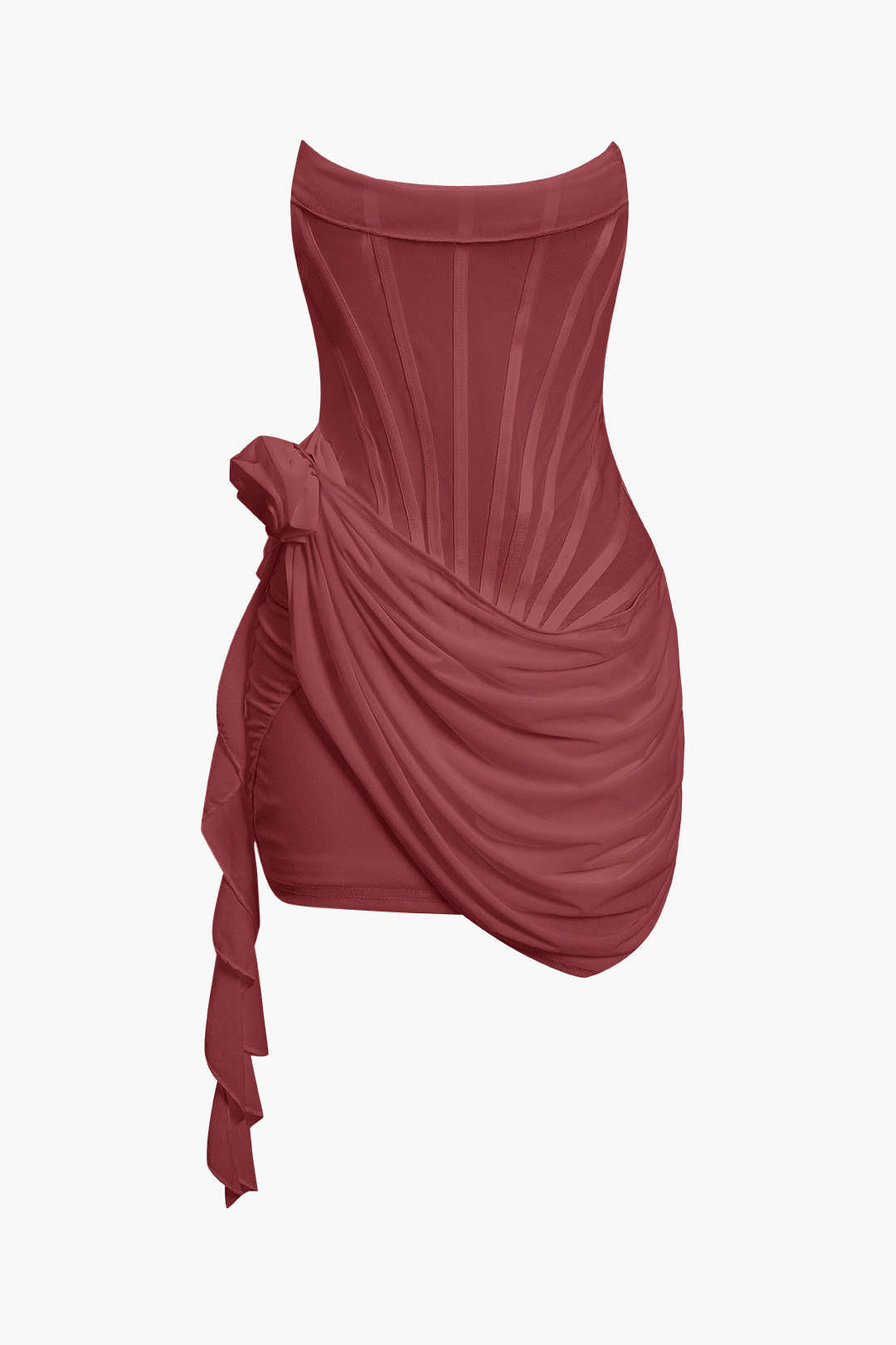 3D Bloemen Rimpel Corset Mini Jurk