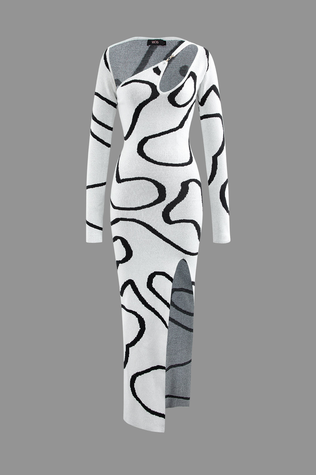 Lijnpatroon Cut Out Slit Brede Maxi Jurk