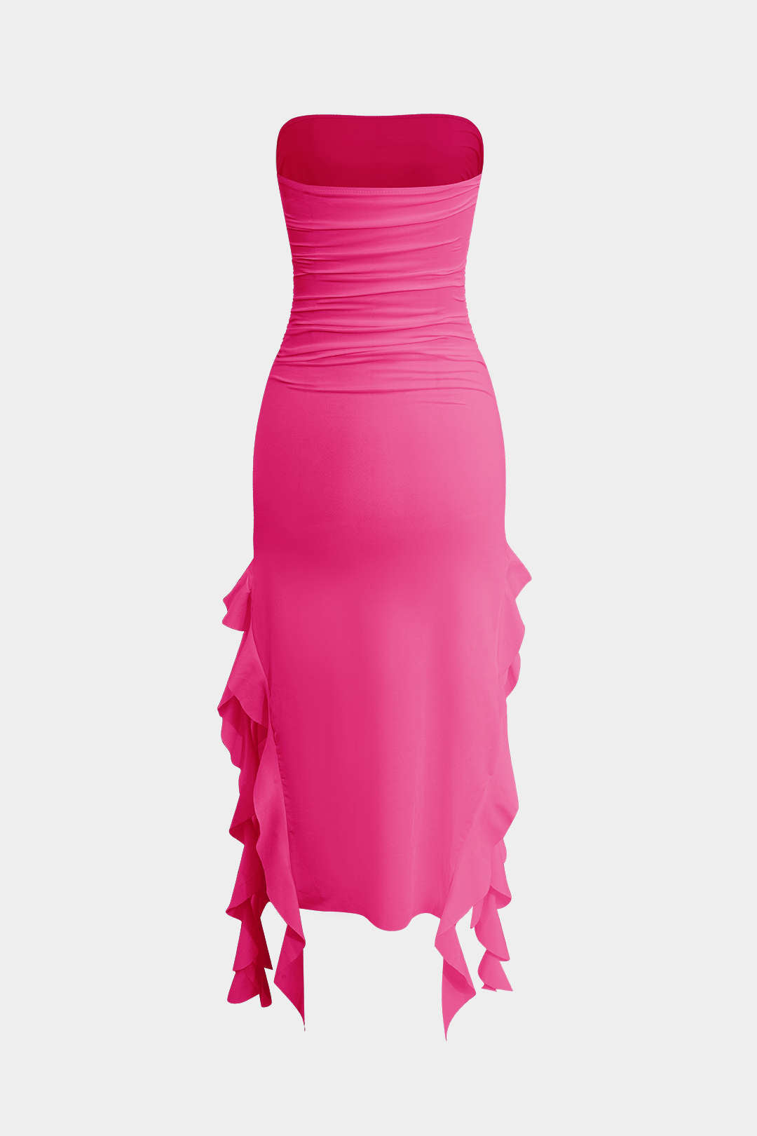 Effen Rimpelrand Rimpel Tube Maxi Jurk