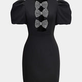 Rhinestone Strik Uitsnede Mini Jurk