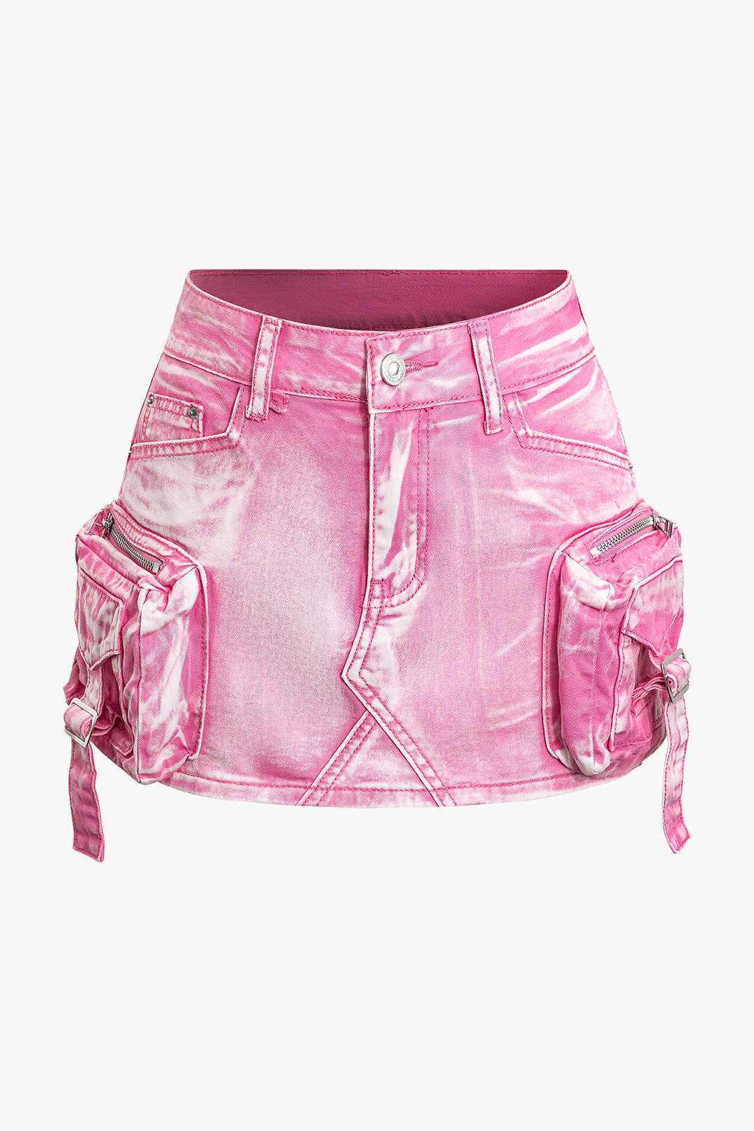 Vervaagde Pocket Denim Mini Rok