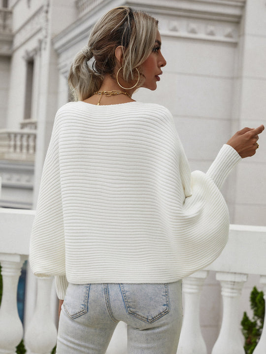 Horizontaal Geribde Dolman Mouw Trui | Elegant & Comfortabel