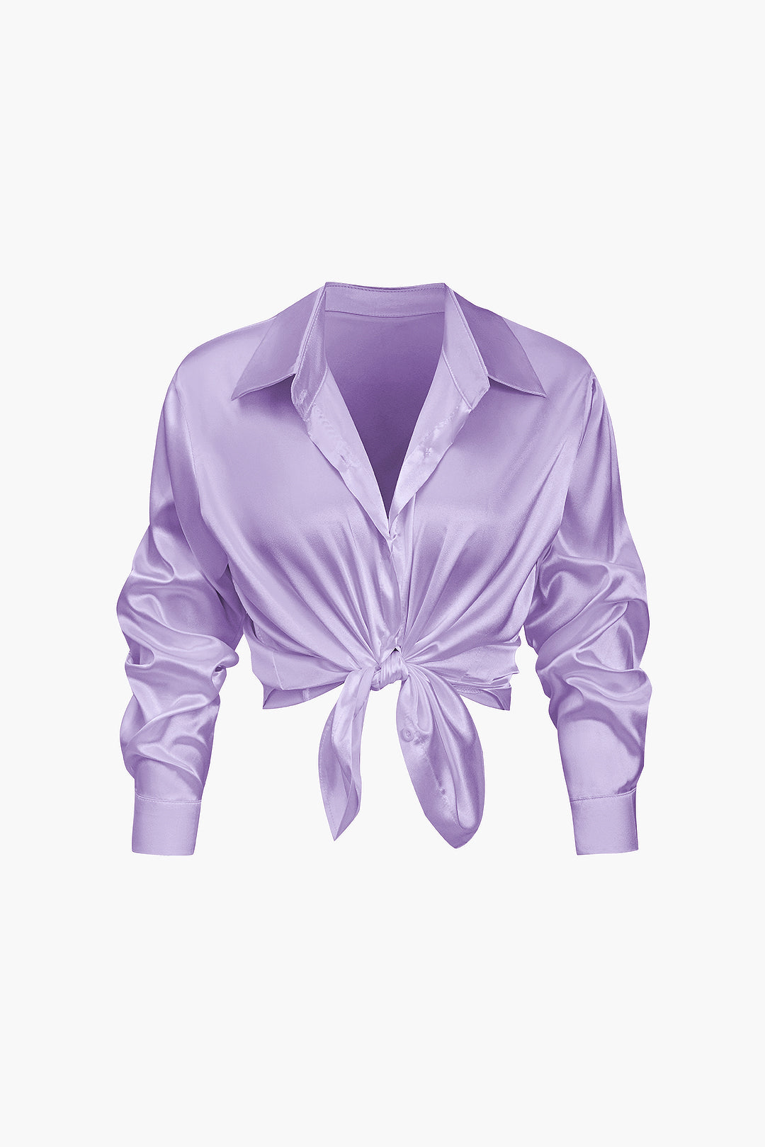 Lillian - Basis Effen Satijnen Dames Langsleeve Shirt