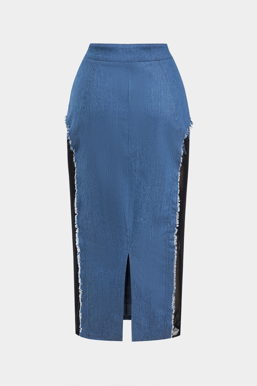 Denim Contrast Mesh Patchwork Rok