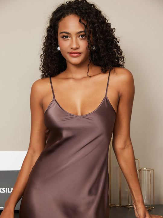 Amelina - Luxueuze Silhouette Dames Spaghetti Band Lang Nachthemd