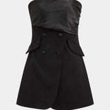 Satijnen Knop Flapzak Strapless Mini Jurk