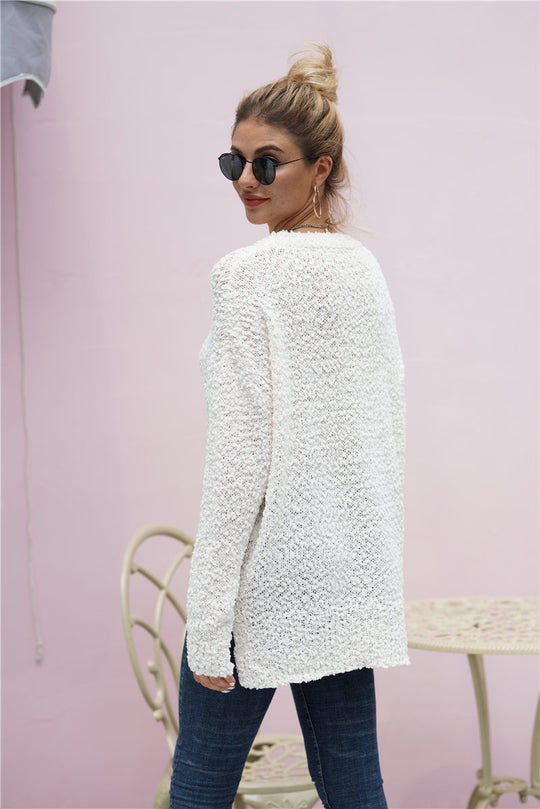 Fuzzy Zijsplit Hoge-Laag Trui | Comfortabel & Stijlvol