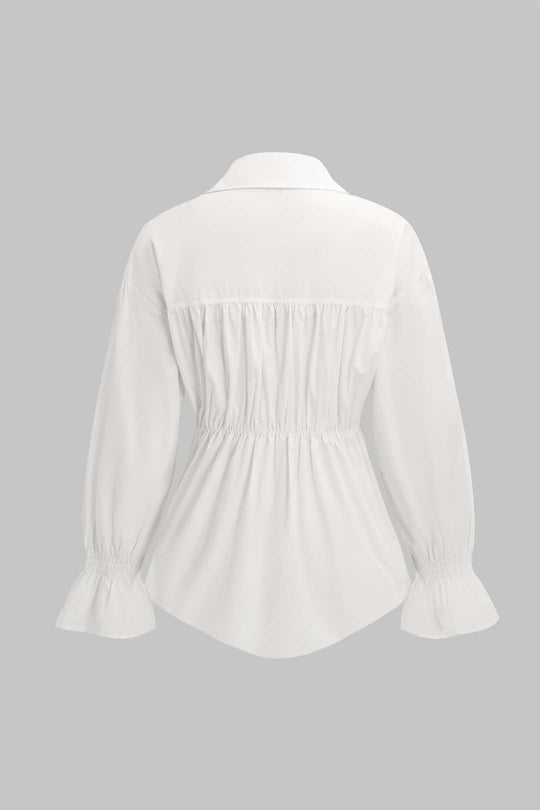 Harper - Moderne Patchwork Detail Dames Corset Langemouwen Shirt