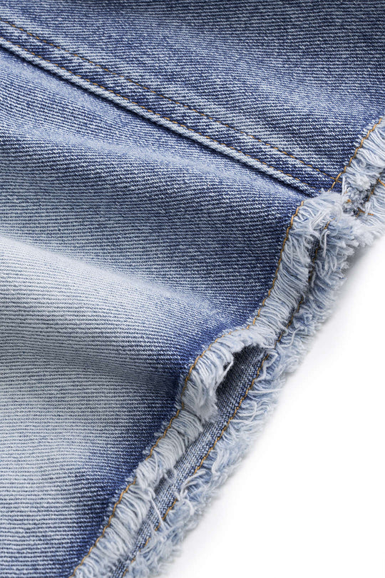 Denim Asymmetrische Halslijn Mini Jurk