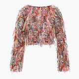 Isla - Elegante Blouse met Franje Detail voor Dames met Lange Mouwen
