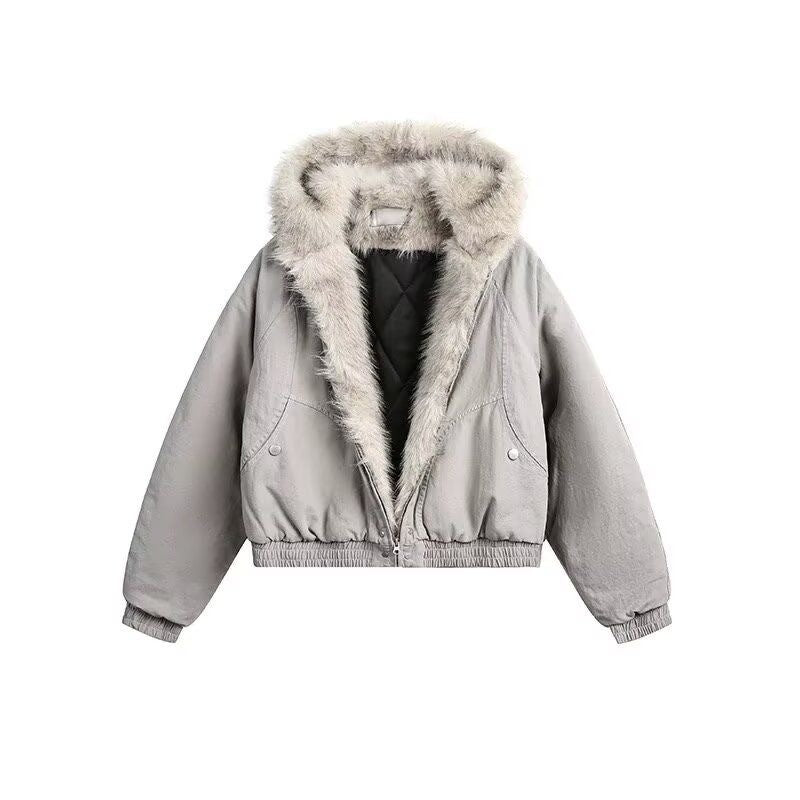 Dames | Korte Winterjas | Capuchon | Bontlook Rand | Warme Casual Stijl