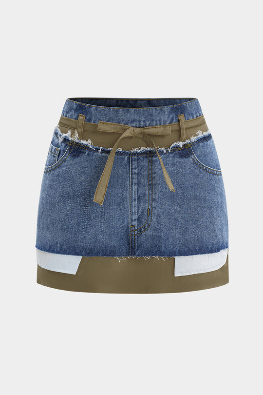 Denim Patchwork Mini Rok