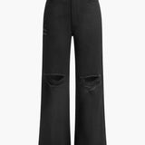 Solide Uitgesneden Gescheurde Jeans
