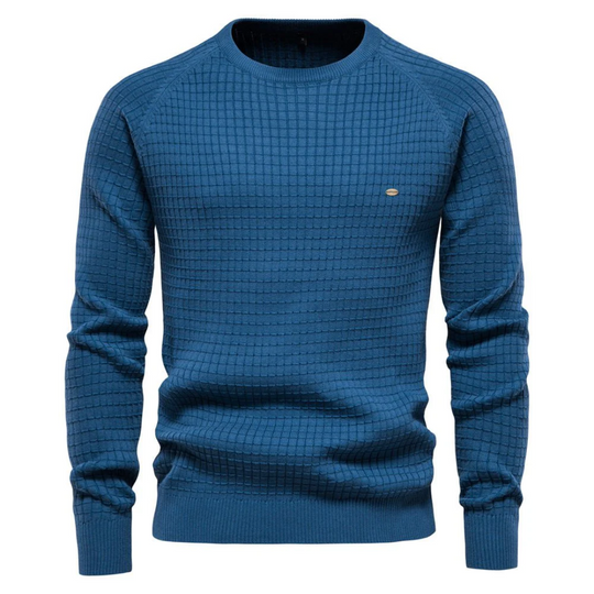 Heren Textured Knit Crew Neck Trui met Klassiek Slim Fit Ontwerp